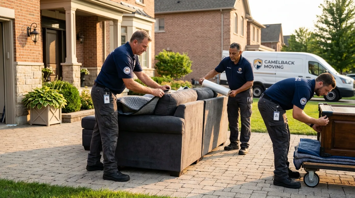 Large estate moving crew wrapping furniture in Thomasboro, IL